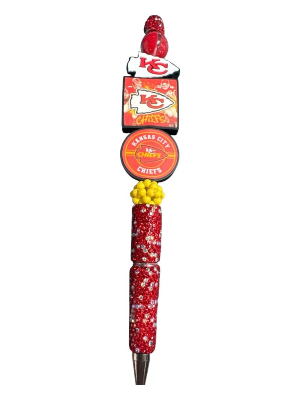 Kansas City Chiefs Themed Glitter Ballpoint Pen With Team Logos